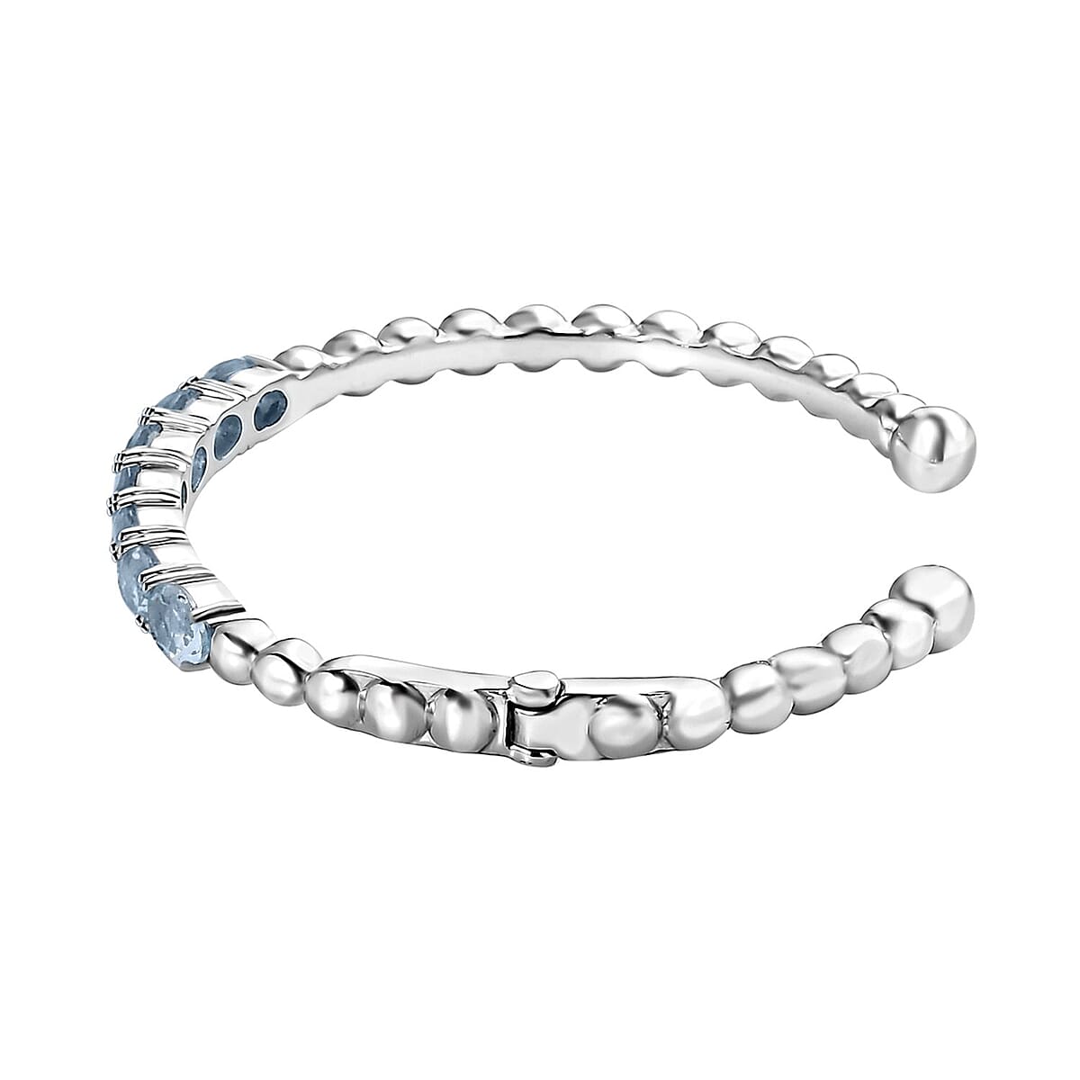 Sky Blue Topaz Cuff Bracelet in Stainless Steel (6.50 In) 6.20 ctw image number 3