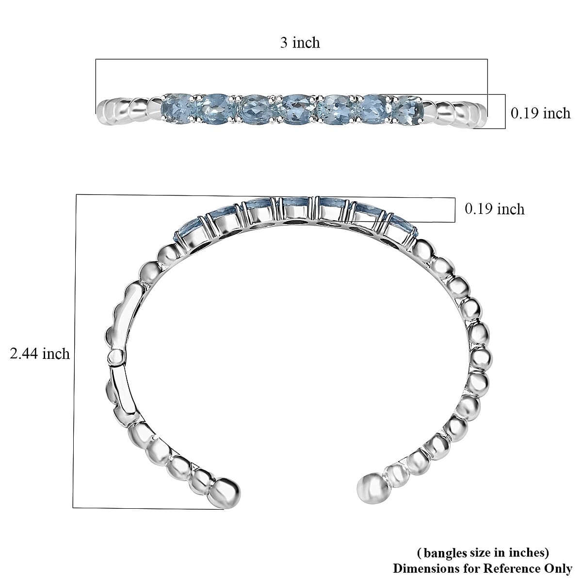 Sky Blue Topaz Cuff Bracelet in Stainless Steel (6.50 In) 6.20 ctw image number 5