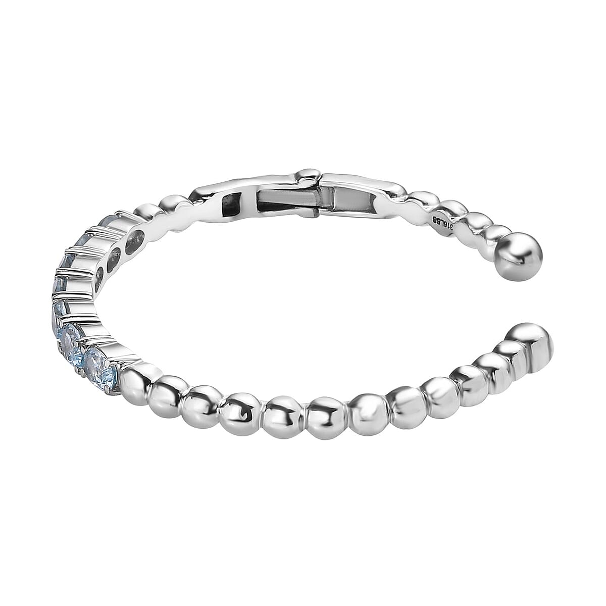 Sky Blue Topaz Cuff Bracelet in Stainless Steel (7.25 In) 6.20 ctw image number 3
