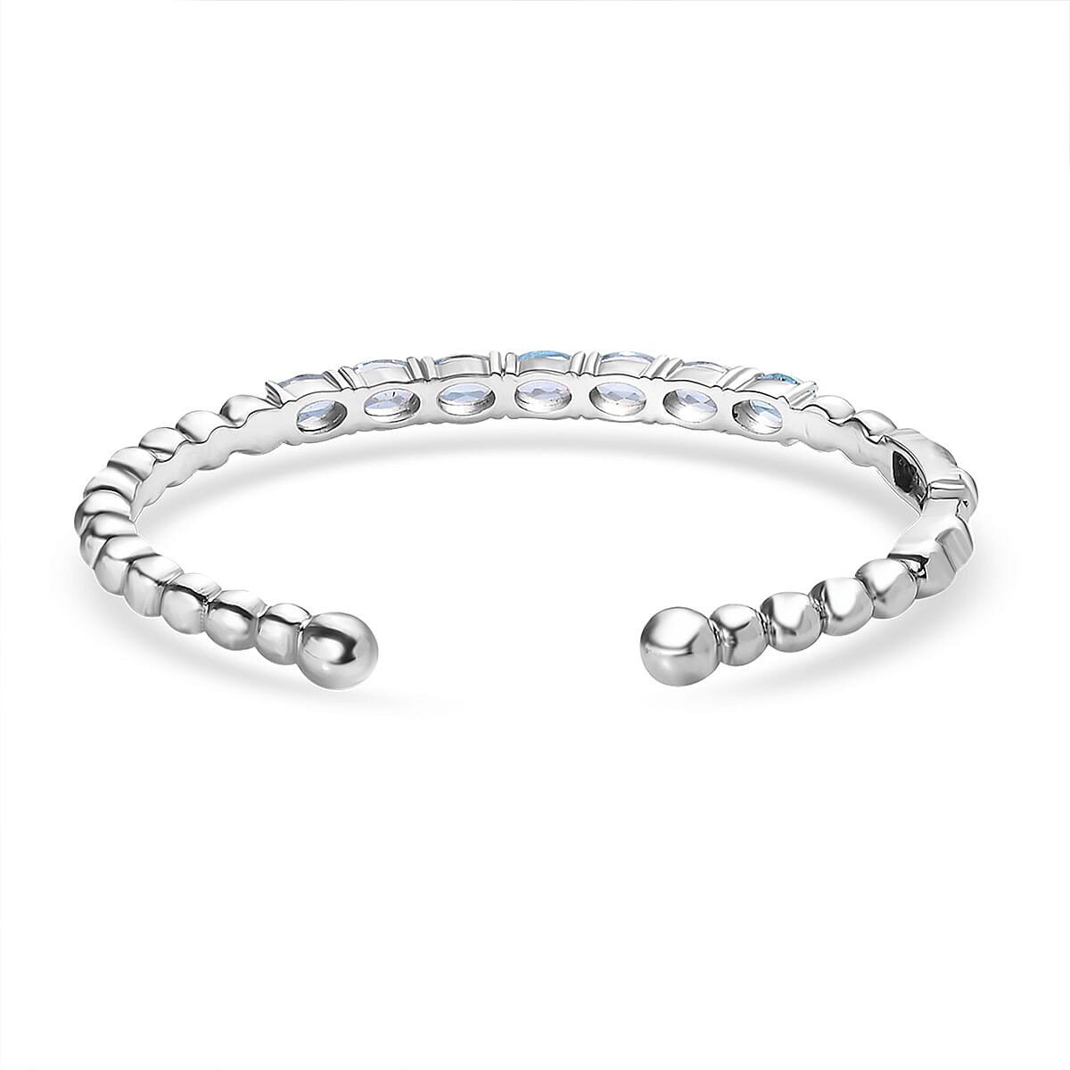 Sky Blue Topaz Cuff Bracelet in Stainless Steel (7.25 In) 6.20 ctw image number 4