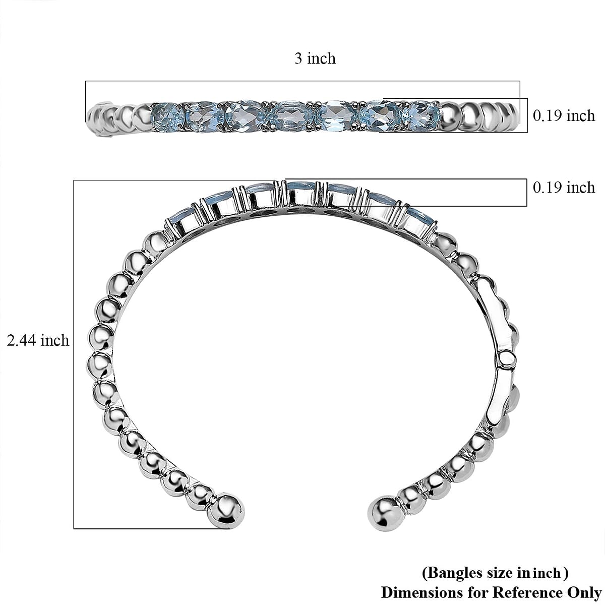 Sky Blue Topaz Cuff Bracelet in Stainless Steel (7.25 In) 6.20 ctw image number 5