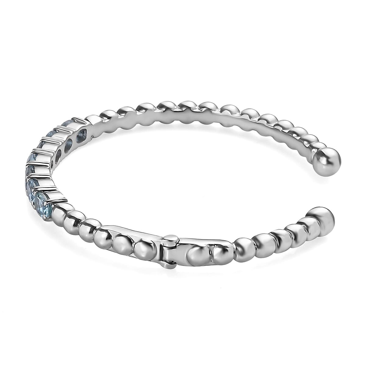 Sky Blue Topaz Cuff Bracelet in Stainless Steel (8.00In) 6.20 ctw image number 3