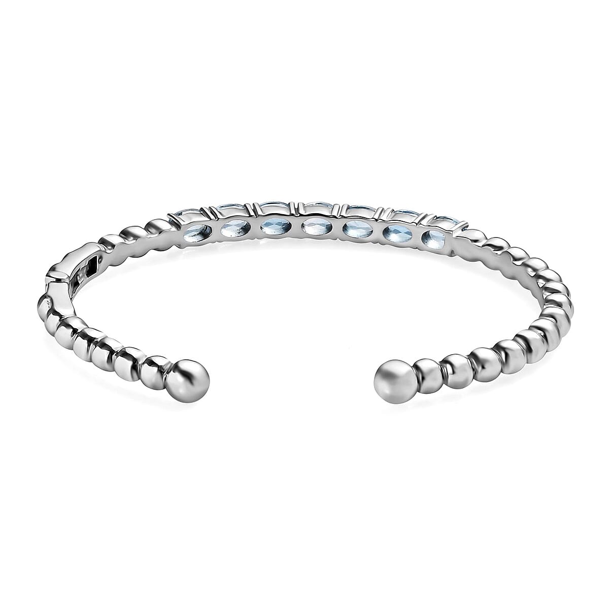 Sky Blue Topaz Cuff Bracelet in Stainless Steel (8.00In) 6.20 ctw image number 4