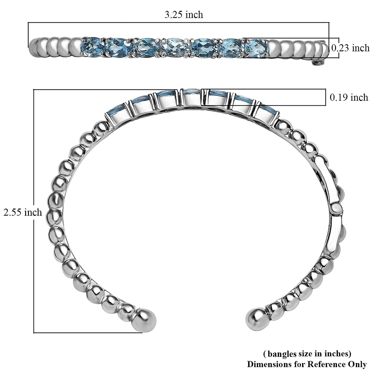 Sky Blue Topaz Cuff Bracelet in Stainless Steel (8.00In) 6.20 ctw image number 5