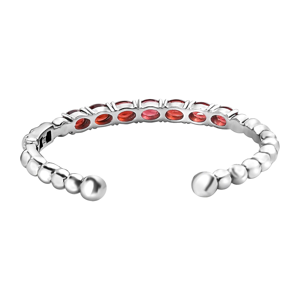 Mozambique Garnet Cuff Bracelet in Stainless Steel (6.50 In) 7.50 ctw image number 4
