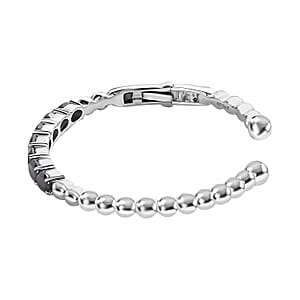 Thai Black Spinel Cuff Bracelet in Stainless Steel (7.25 In) 7.15 ctw