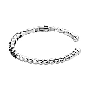 Thai Black Spinel Cuff Bracelet in Stainless Steel (8.00 In) 7.15 ctw