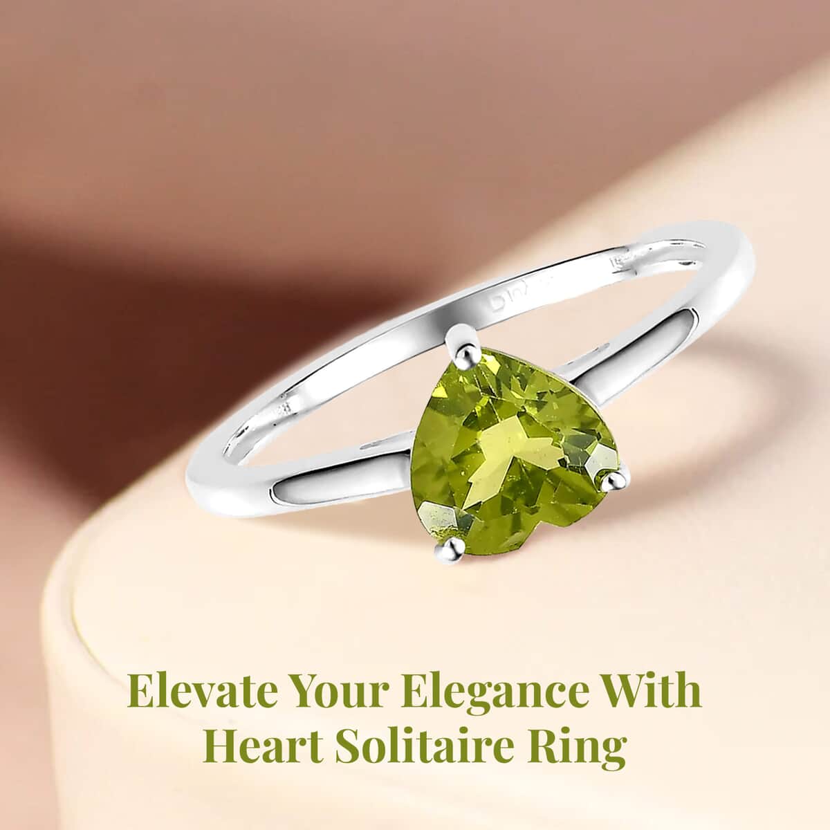 Peridot Heart Solitaire Ring in Sterling Silver (Size 10.0) 1.25 ctw image number 2