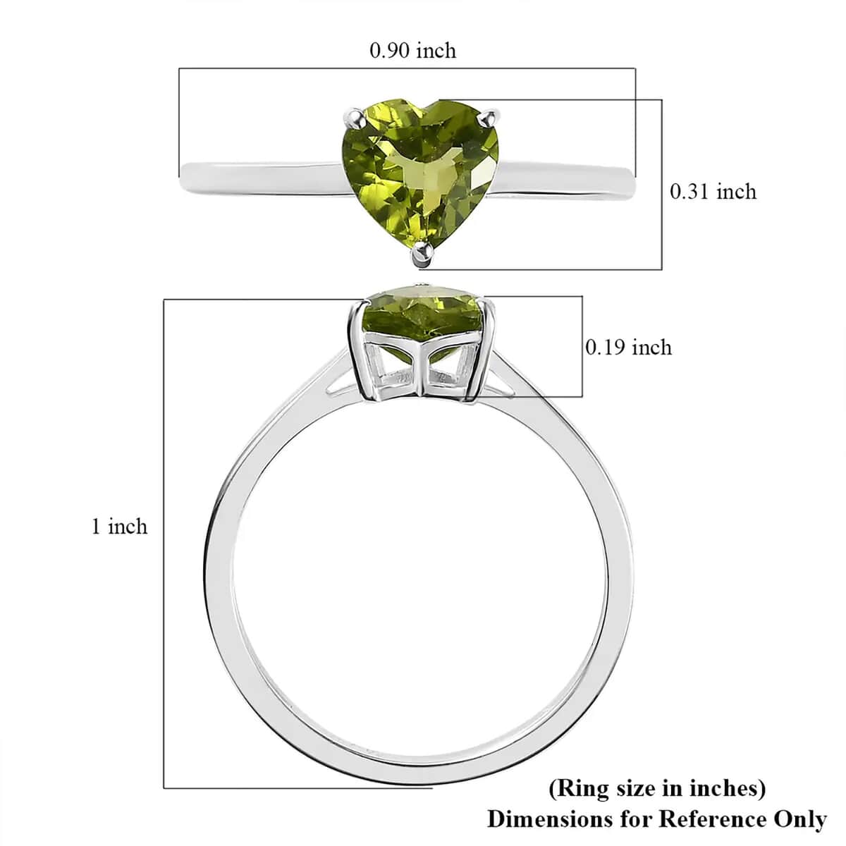 Peridot Heart Solitaire Ring in Sterling Silver (Size 10.0) 1.25 ctw image number 6