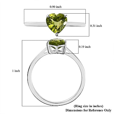 Peridot Heart Solitaire Ring in Sterling Silver (Size 10.0) 1.25 ctw