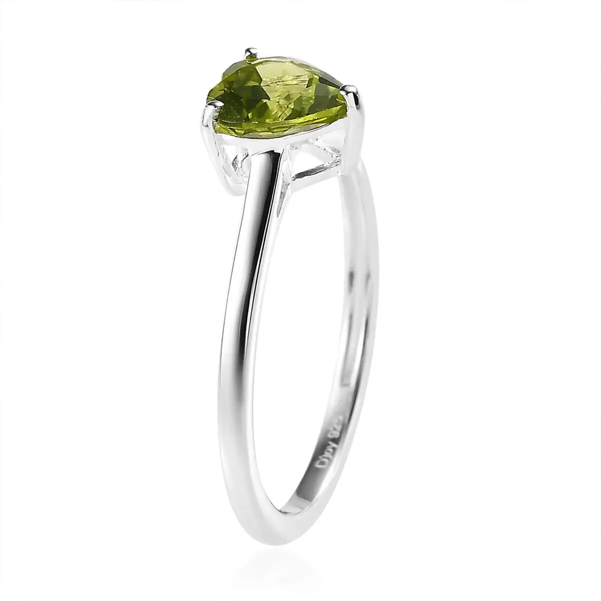 Peridot Heart Solitaire Ring in Sterling Silver (Size 5.0) 1.25 ctw image number 8