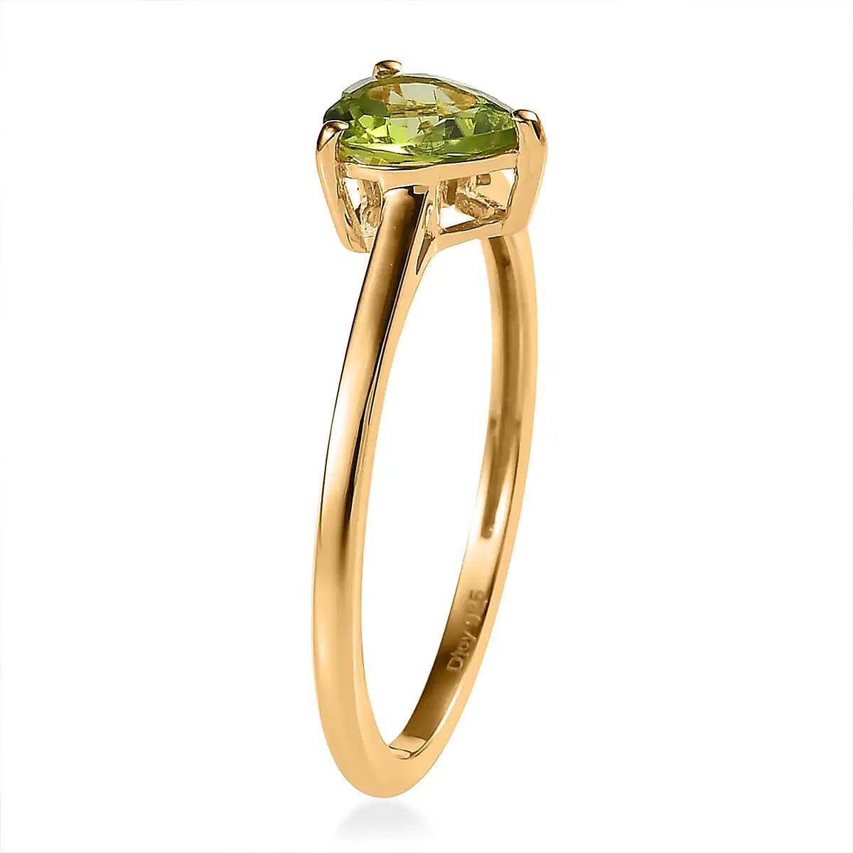 Peridot 1.25 ctw Heart Solitaire Ring in 14K Yellow Gold Over Sterling Silver (Size 7.0) image number 8