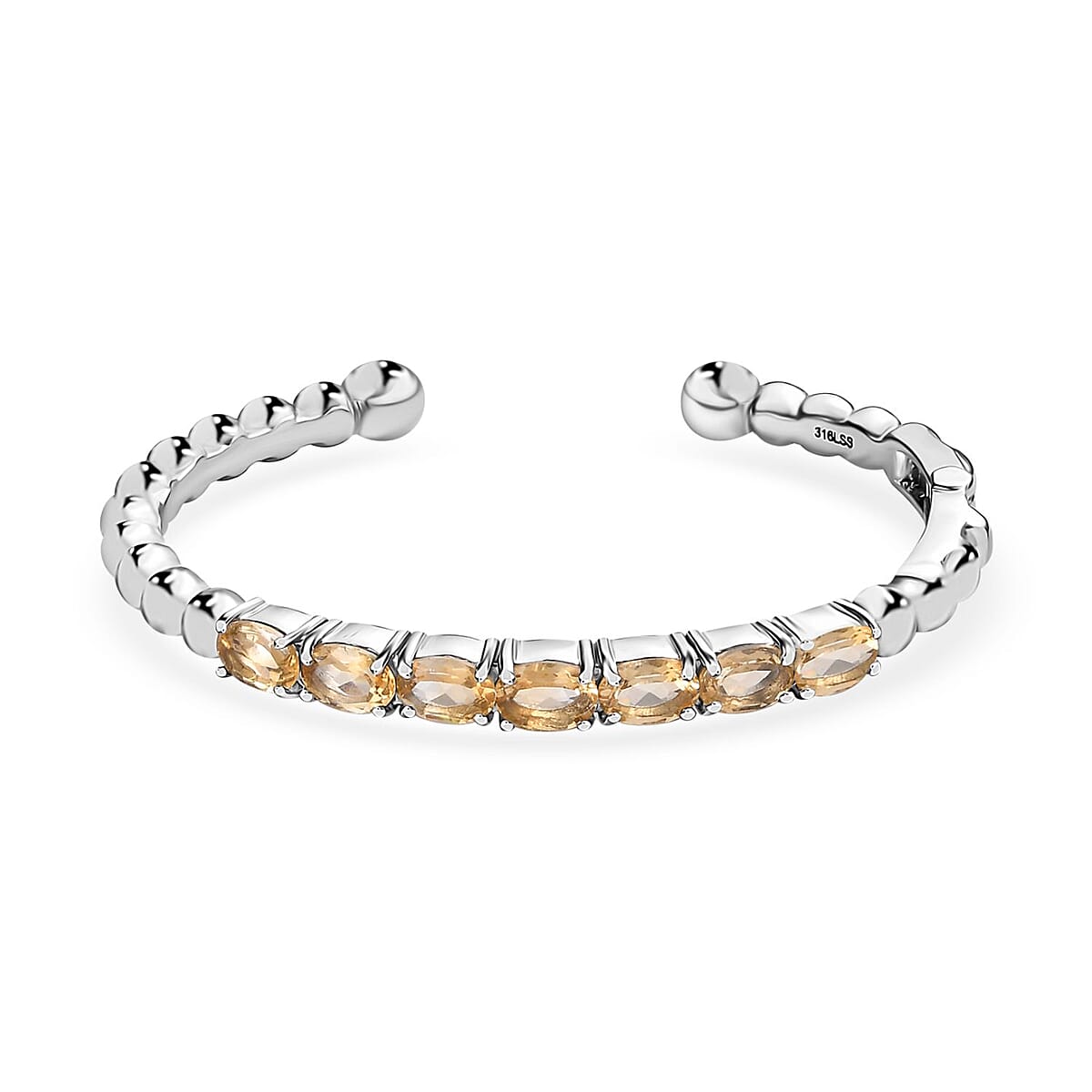 Brazilian Citrine Cuff Bracelet in Stainless Steel (6.50 In) 5.00 ctw image number 0