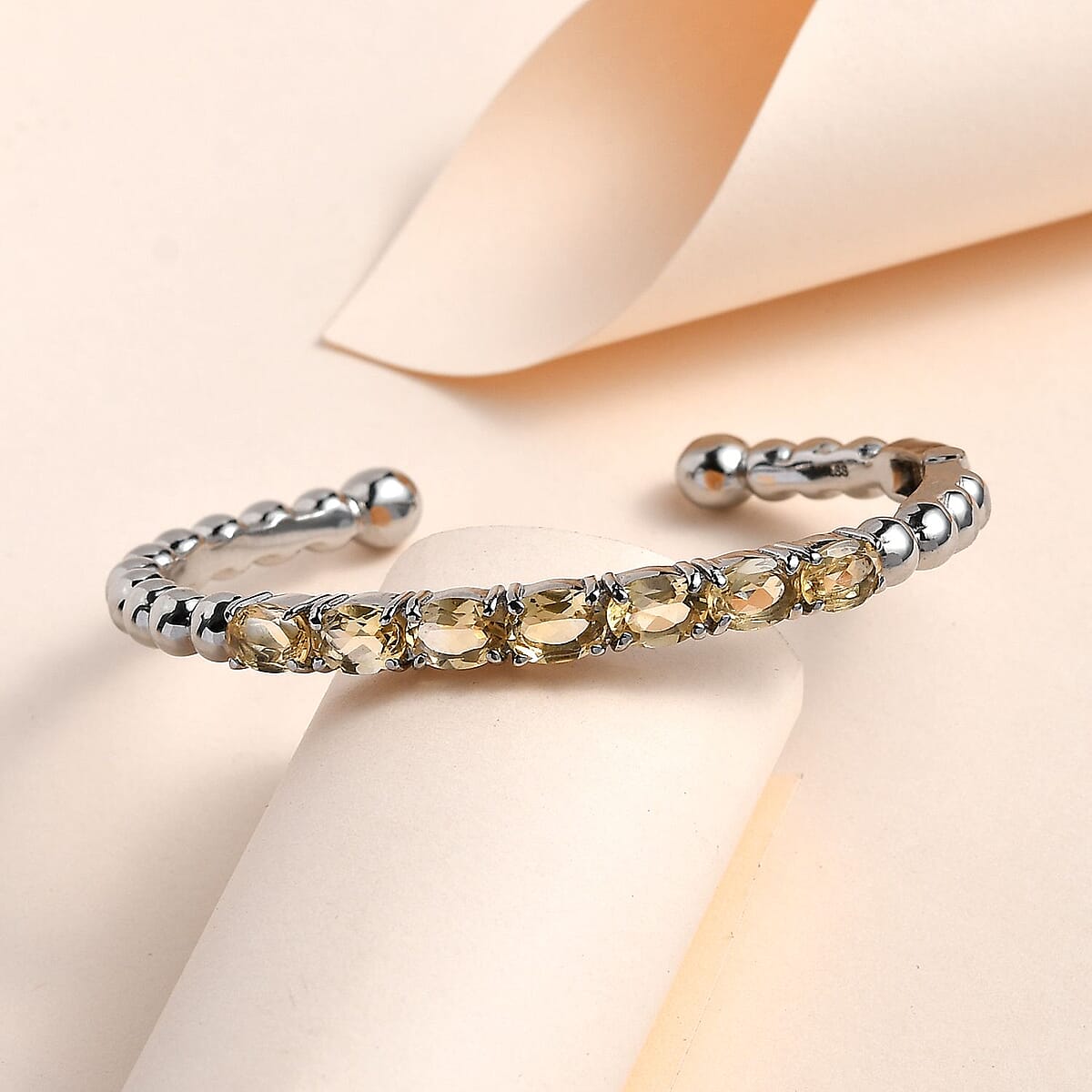 Brazilian Citrine Cuff Bracelet in Stainless Steel (6.50 In) 5.00 ctw image number 1