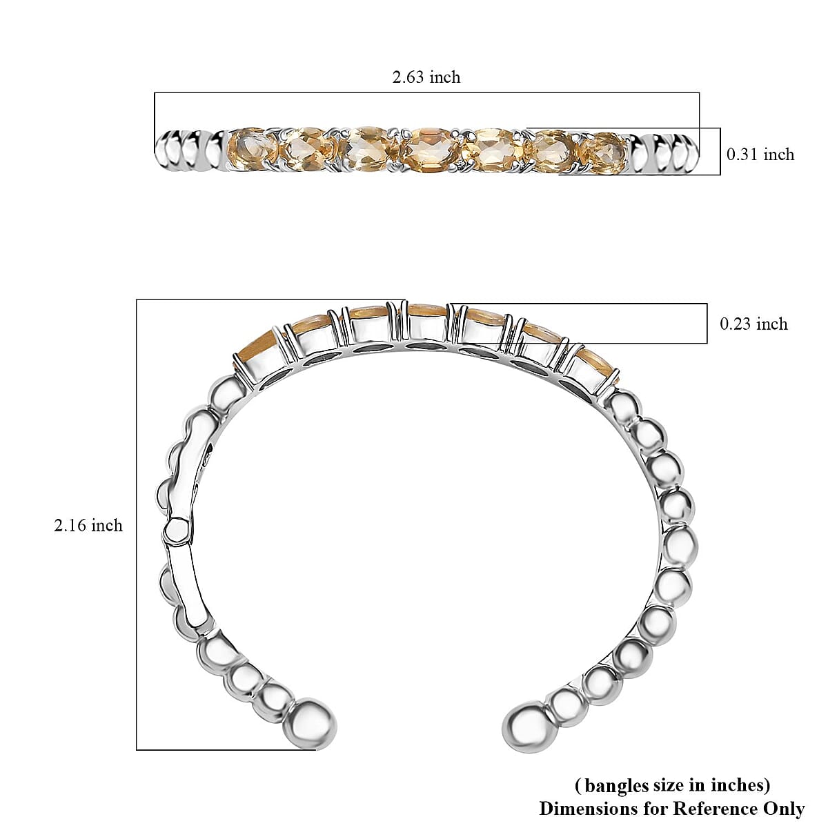 Brazilian Citrine Cuff Bracelet in Stainless Steel (6.50 In) 5.00 ctw image number 5