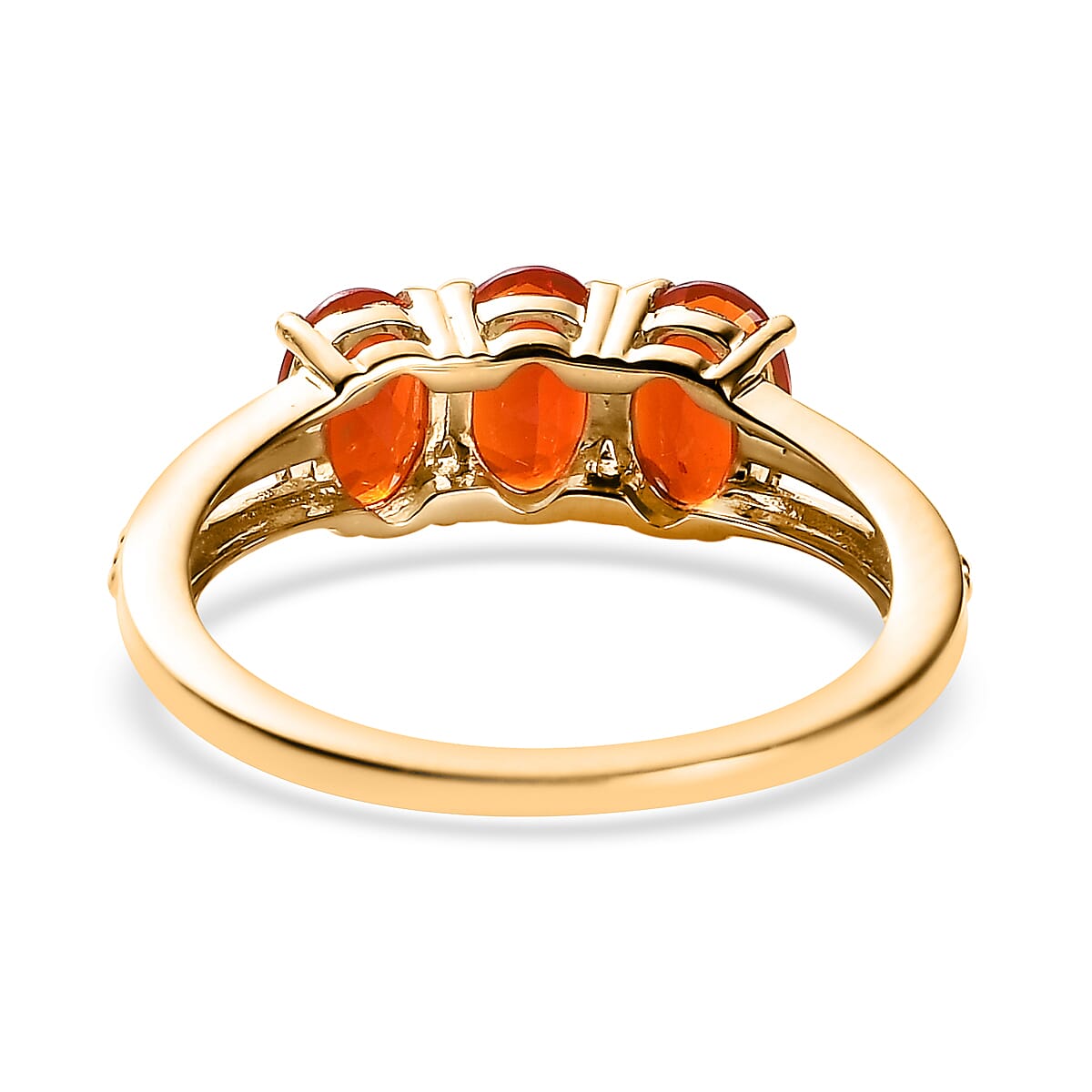 Crimson Fire Opal 3 Stone Ring in 14K YG Over Sterling Silver (Size 6.0) 0.90 ctw image number 4