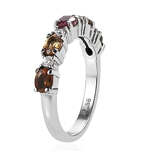 Multi-Tourmaline and White Zircon 0.90 ctw Ring in Stainless Steel (Size 10.0)