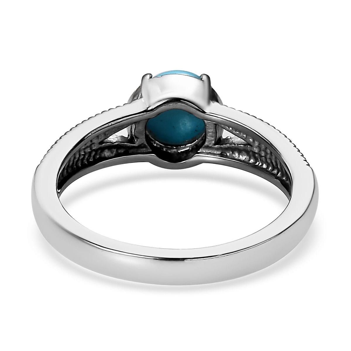 Sleeping Beauty Turquoise Solitaire Ring in Stainless Steel (Size 10.0) 0.85 ctw