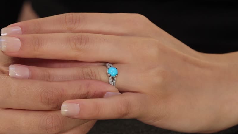 Sleeping Beauty Turquoise Solitaire Ring in Stainless Steel (Size 10.0) 0.85 ctw