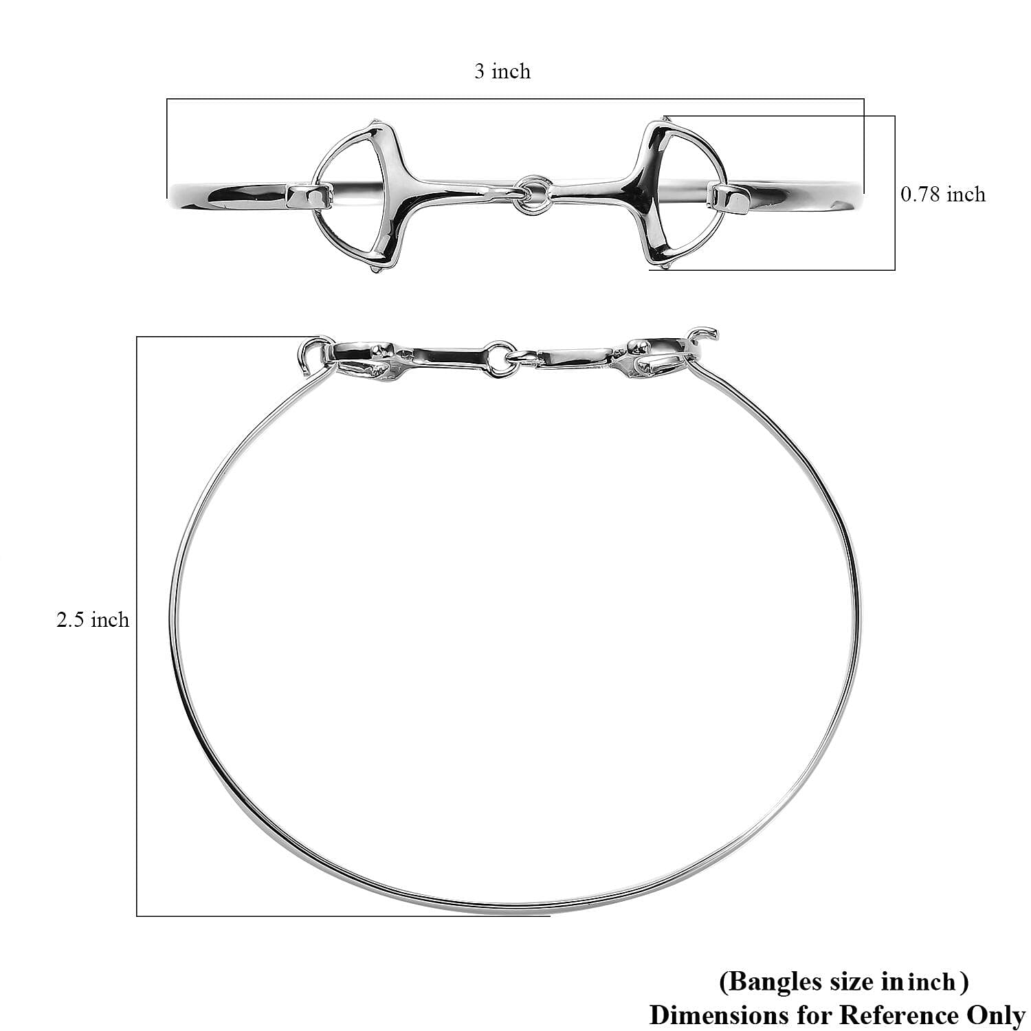 D'Joy Vicenza Closeout - Handmade Sterling Silver Snaffle Bangle Bracelet (7.50 In) 7 Grams