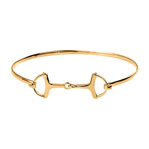 Vicenza Closeout - Handmade 14K Yellow Gold Over Sterling Silver Snaffle Bangle Bracelet (7.50 In) 7 Grams