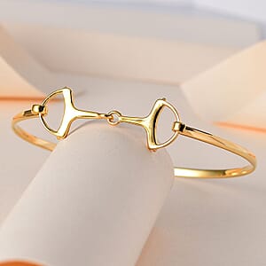 Vicenza Closeout - Handmade 14K Yellow Gold Over Sterling Silver Snaffle Bangle Bracelet (7.50 In) 7 Grams
