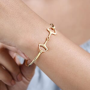 Vicenza Closeout - Handmade 14K Yellow Gold Over Sterling Silver Snaffle Bangle Bracelet (7.50 In) 7 Grams