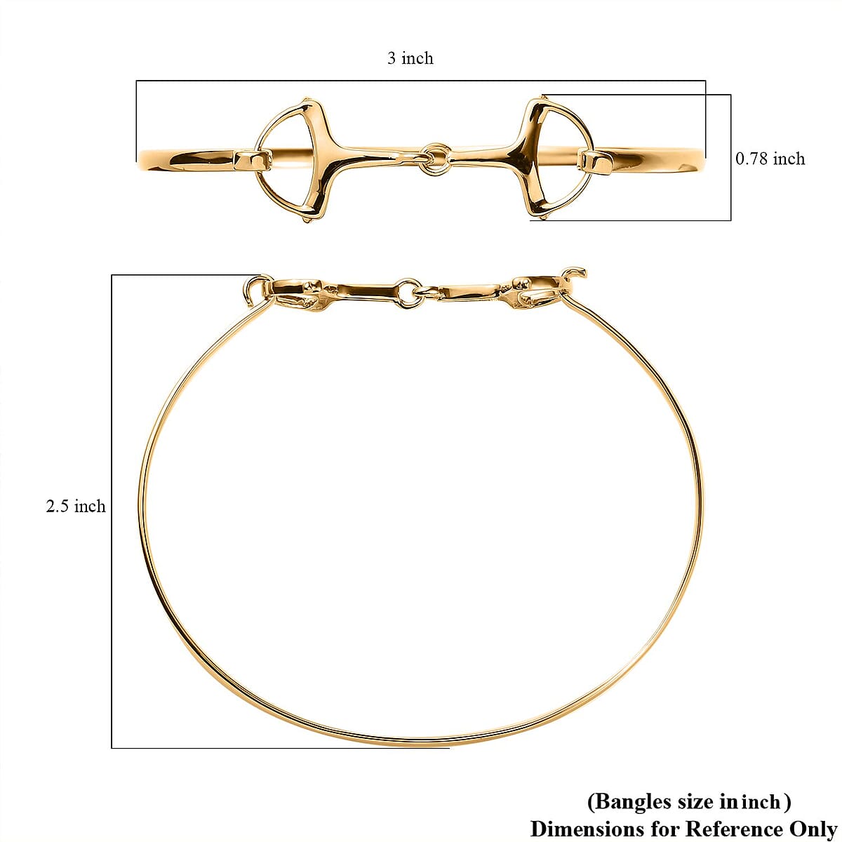 Vicenza Closeout - Handmade 14K Yellow Gold Over Sterling Silver Snaffle Bangle Bracelet (7.50 In) 7 Grams image number 5