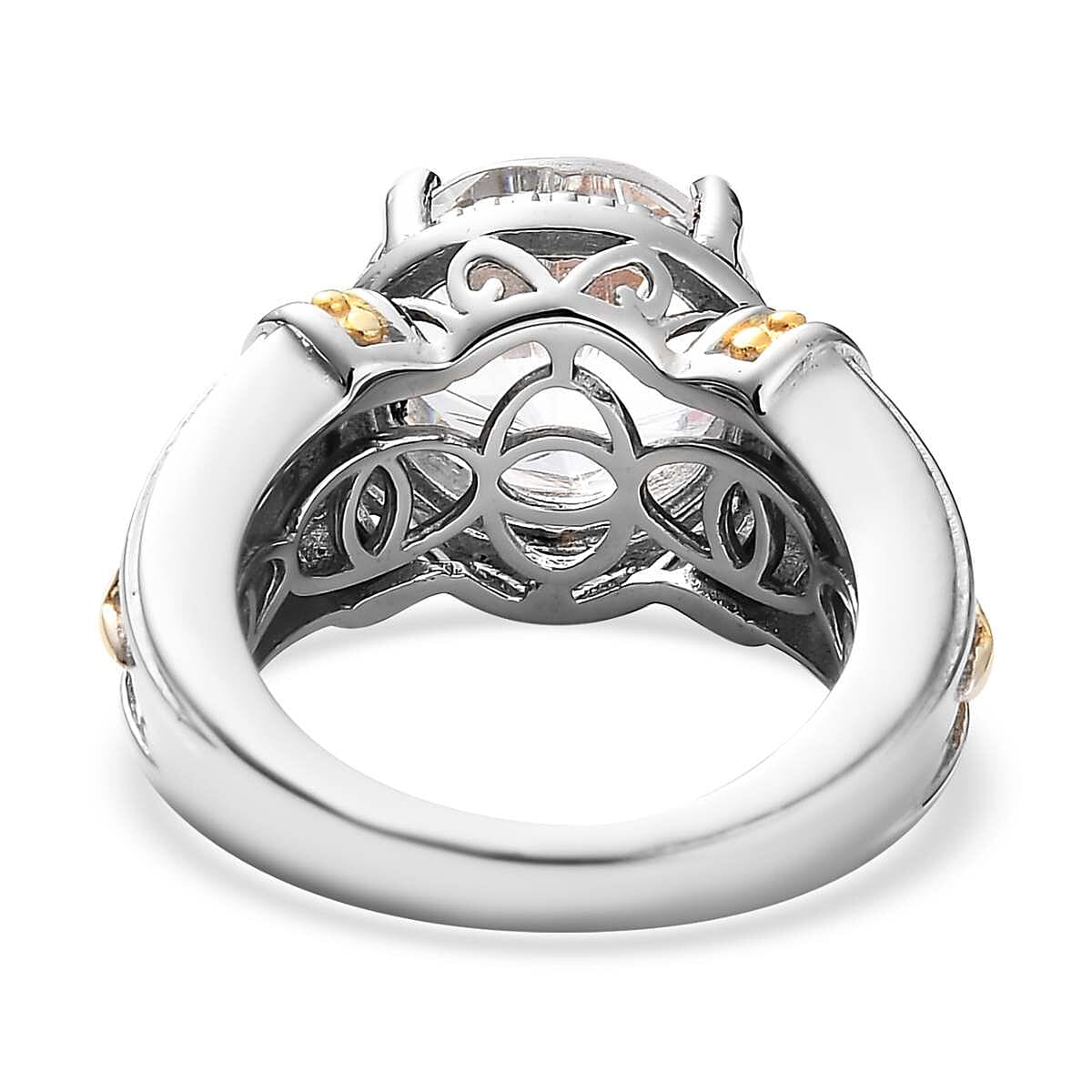 Karis White Crystal Solitaire Ring in 18K YG Plated and Platinum Bond (Size 10) 5.40 ctw image number 4