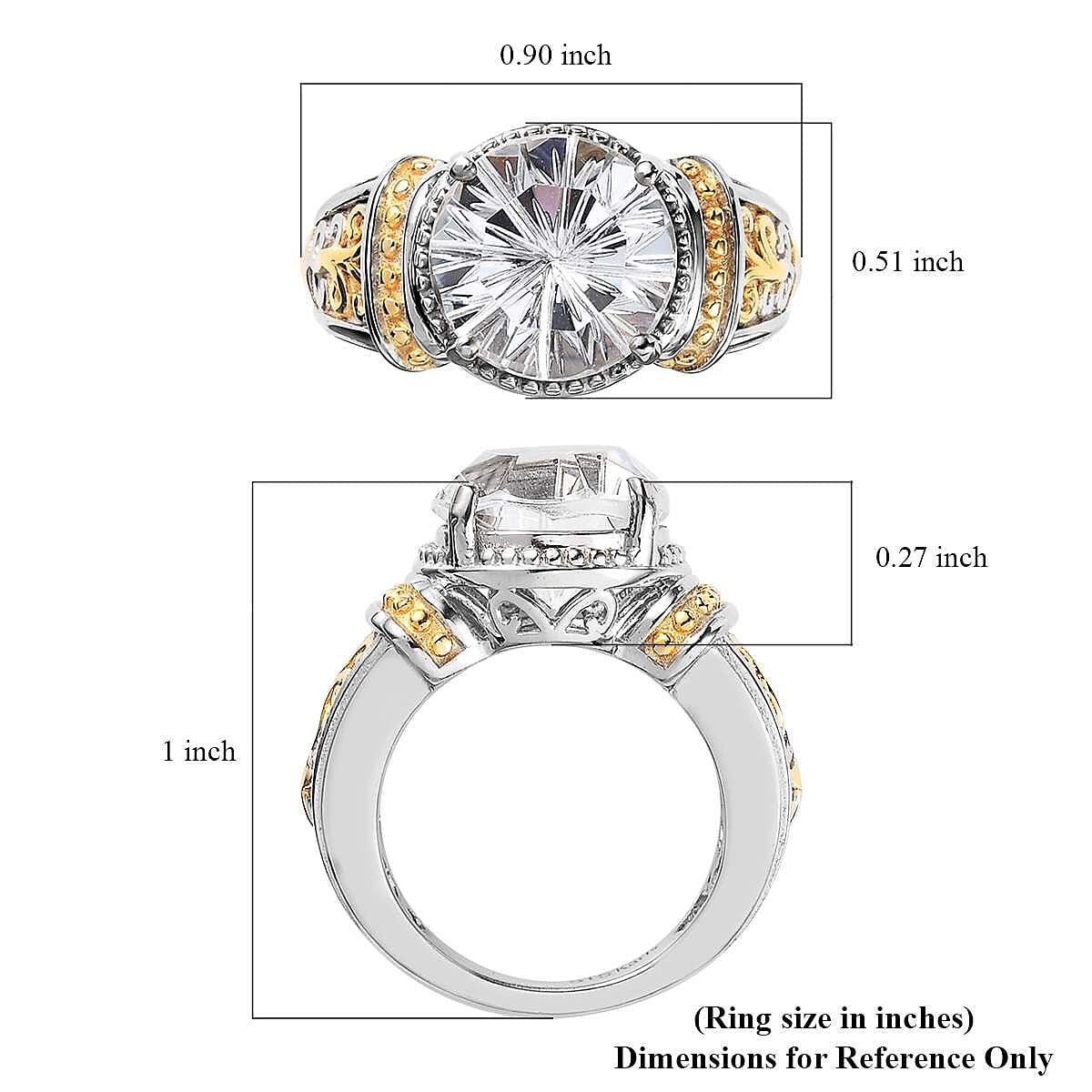 Karis White Crystal Solitaire Ring in 18K YG Plated and Platinum Bond (Size 10) 5.40 ctw image number 5
