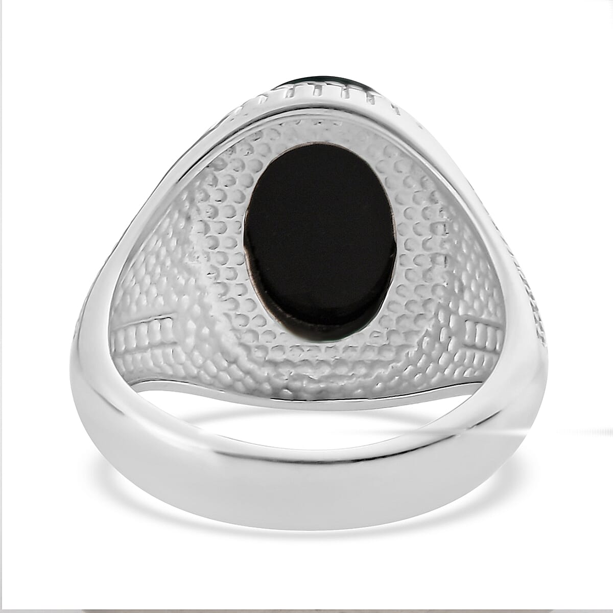 Black Onyx Solitaire Ring in Stainless Steel (Size 10.0) 4.35 ctw