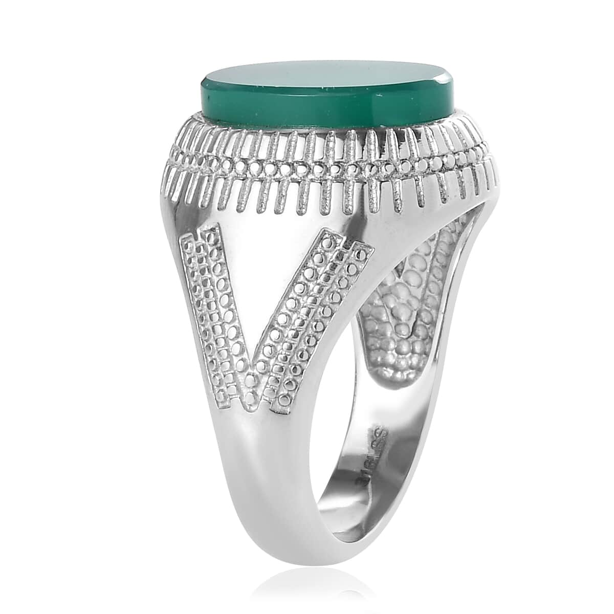 Green Onyx Solitaire Ring in Stainless Steel (Size 11.0) 5.25 ctw image number 2
