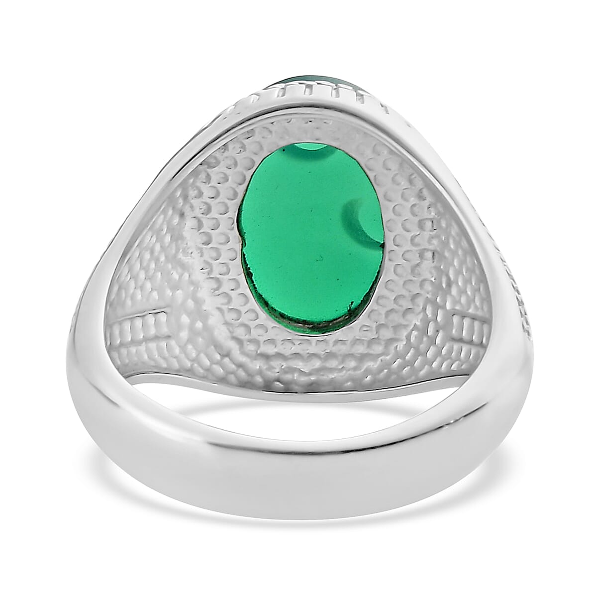 Green Onyx Solitaire Ring in Stainless Steel (Size 9.0) 5.25 ctw image number 3