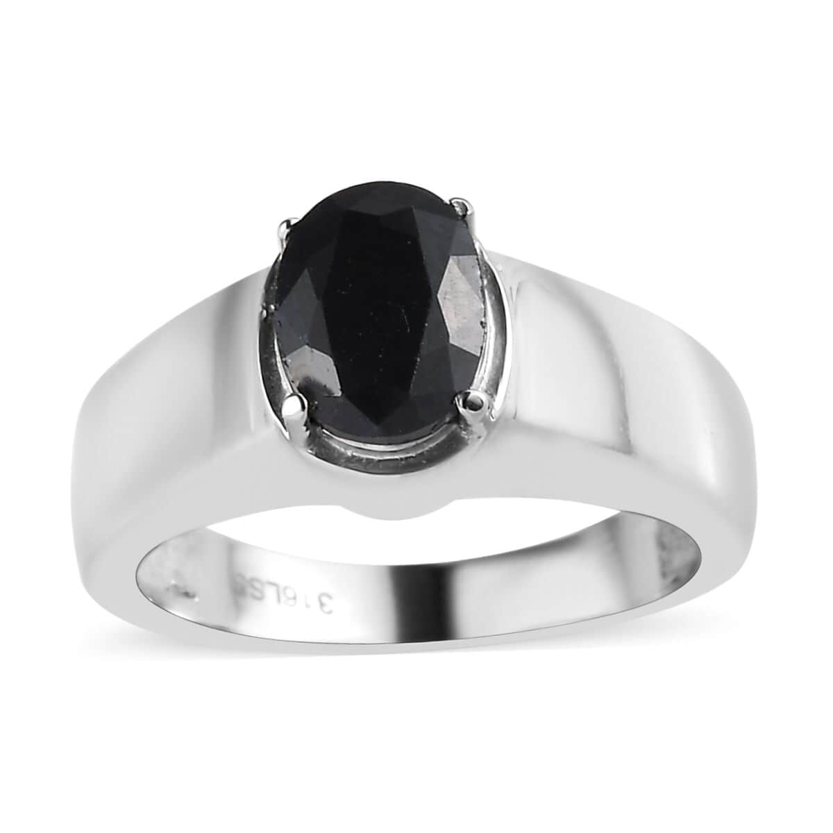 Midnight Sapphire Solitaire Men's Ring in Stainless Steel 2.50 ctw image number 0