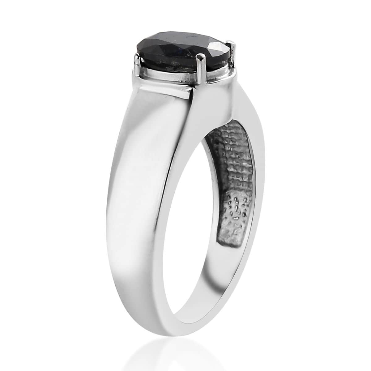 Midnight Sapphire Solitaire Men's Ring in Stainless Steel 2.50 ctw image number 3