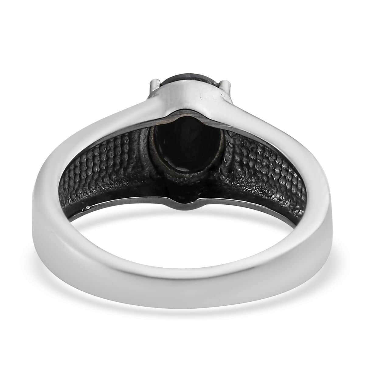 Midnight Sapphire Solitaire Men's Ring in Stainless Steel 2.50 ctw image number 4