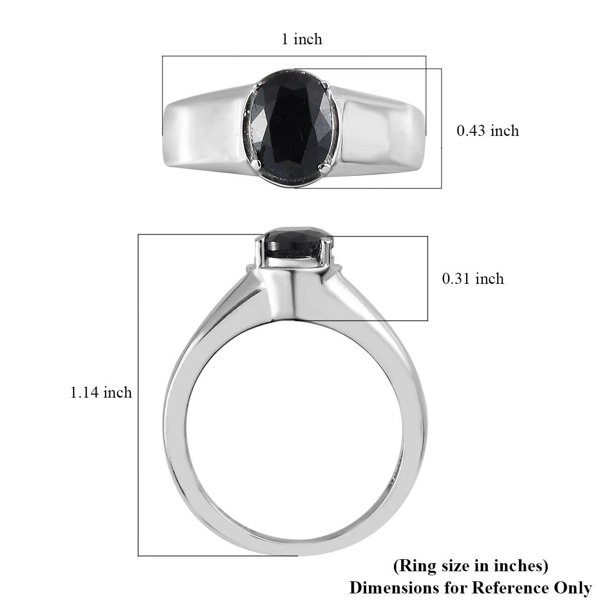 Midnight Sapphire Solitaire Men's Ring in Stainless Steel 2.50 ctw image number 5