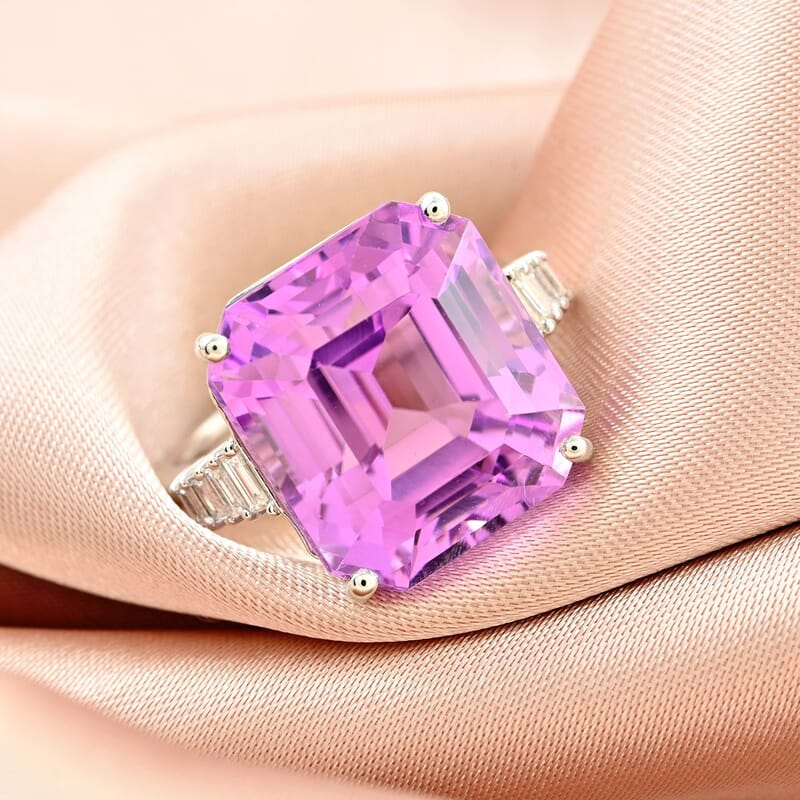 Certified and Appraised Rhapsody 950 Platinum AAAA Patroke Kunzite and E-F VS Diamond Ring (Size 10.0) 6.40 Grams 9.20 ctw
