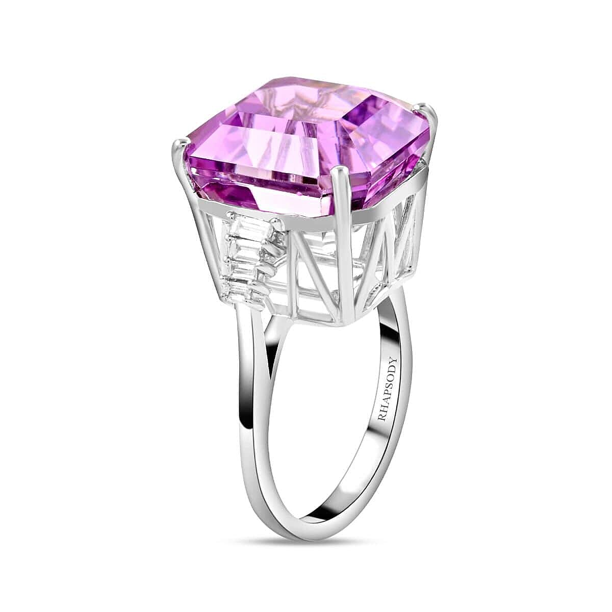 Certified and Appraised Rhapsody 950 Platinum AAAA Patroke Kunzite and E-F VS Diamond Ring (Size 6.5) 6.40 Grams 9.20 ctw image number 3