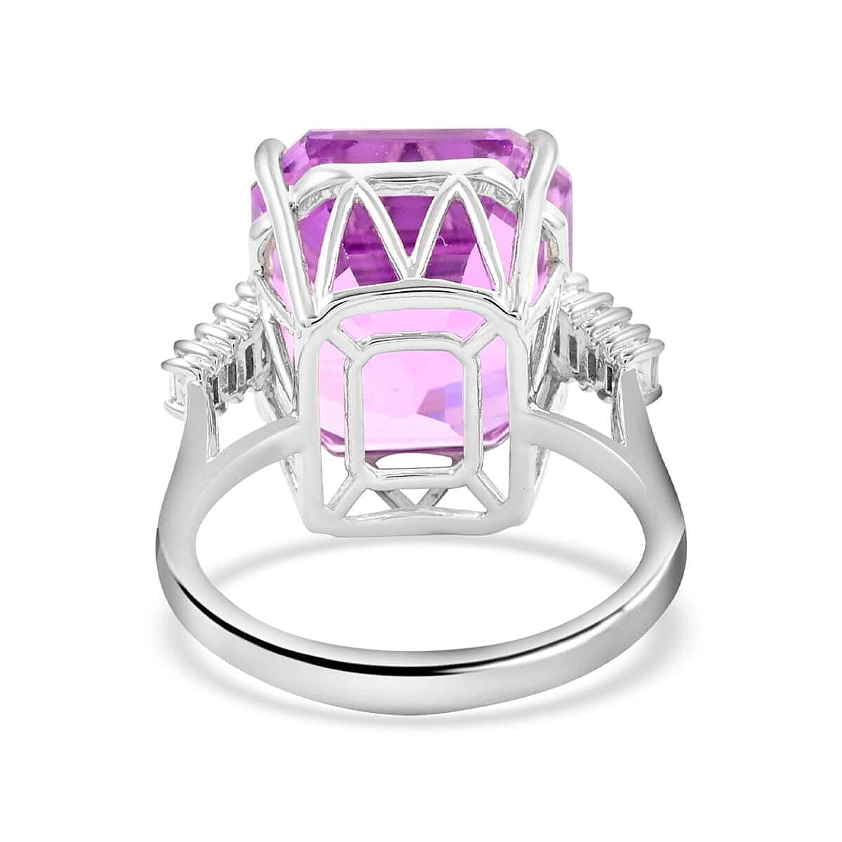 Certified and Appraised Rhapsody 950 Platinum AAAA Patroke Kunzite and E-F VS Diamond Ring (Size 7.5) 6.40 Grams 9.20 ctw image number 4