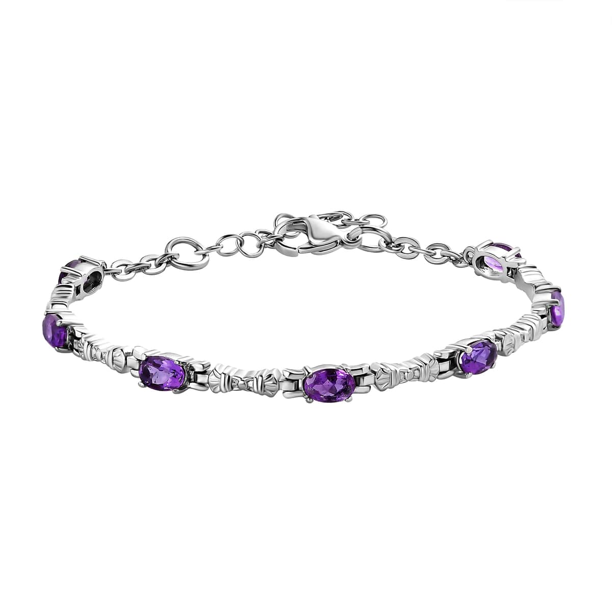 African Amethyst Bracelet in Stainless Steel (6.50-8.0In) 2.65 ctw image number 0