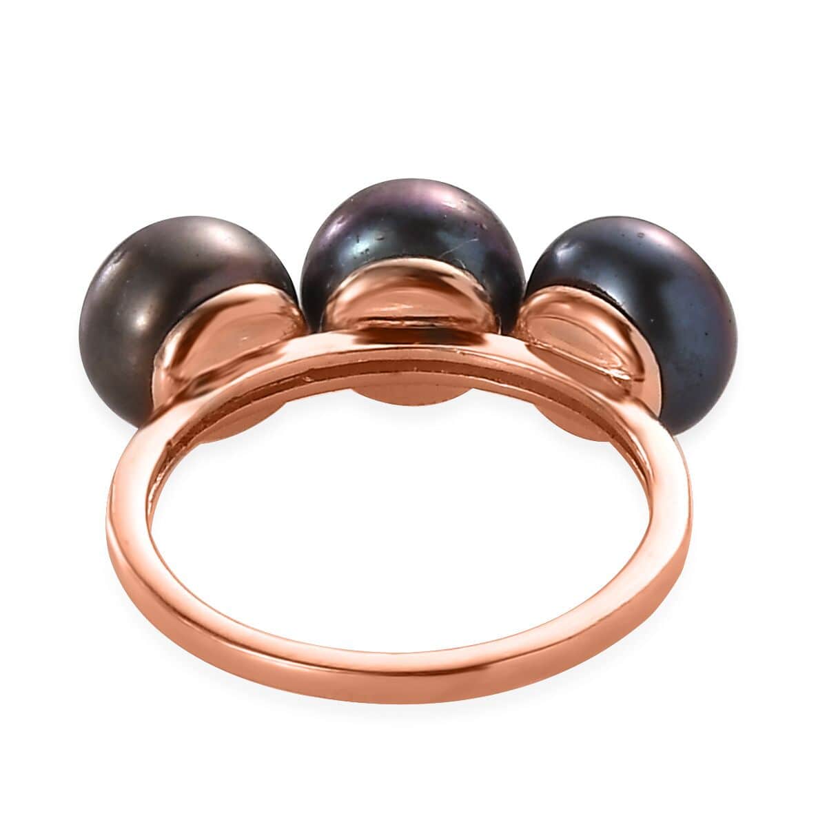 Bronze Freshwater Pearl 3 Stone Ring in 14K Rose Gold Over Sterling Silver (Size 10.0) image number 4