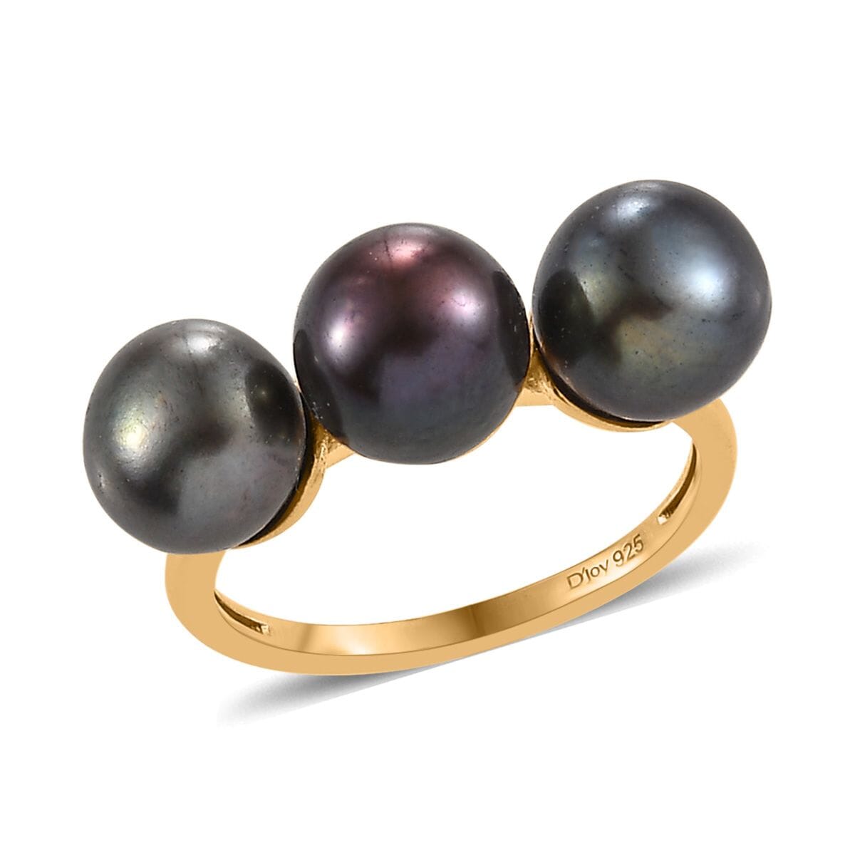 Bronze Freshwater Pearl 3 Stone Ring in 14K Yellow Gold Over Sterling Silver (Size 6.0) image number 0