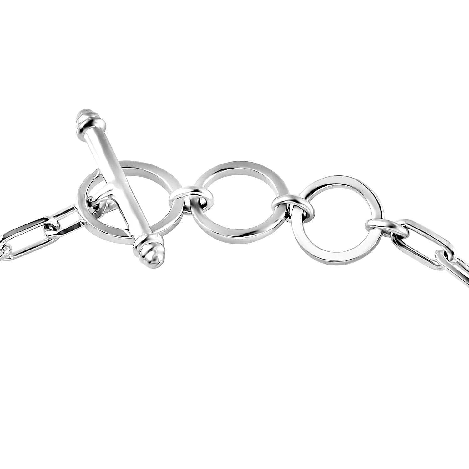 Karis Malagasy Labradorite Toggle Clasp Bracelet in Platinum Bond and Stainless Steel (6.50 In) 13.40 ctw