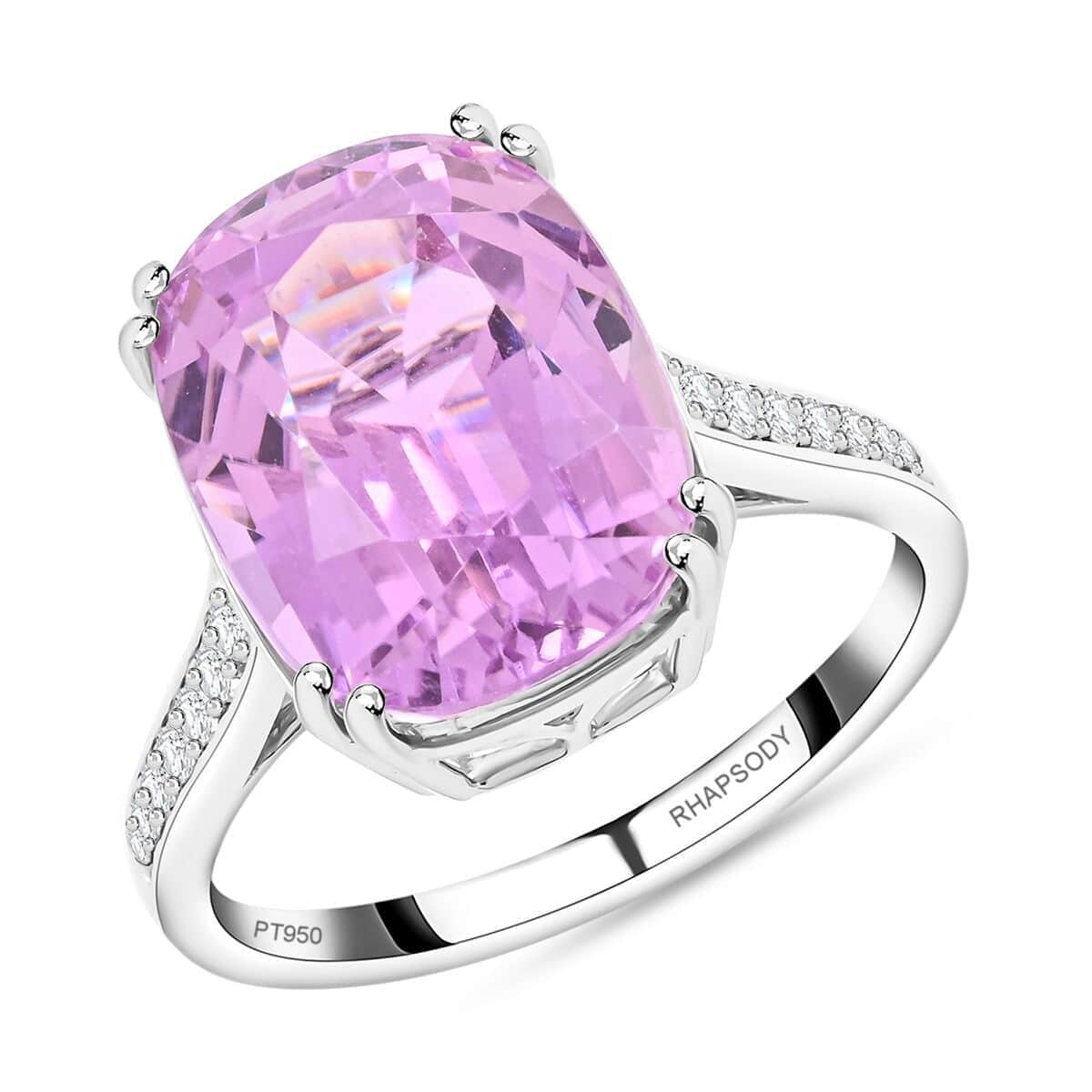 Certified and Appraised Rhapsody 950 Platinum AAAA Patroke Kunzite and E-F VS Diamond Ring (Size 10.0) 6.15 Grams 9.50 ctw image number 0