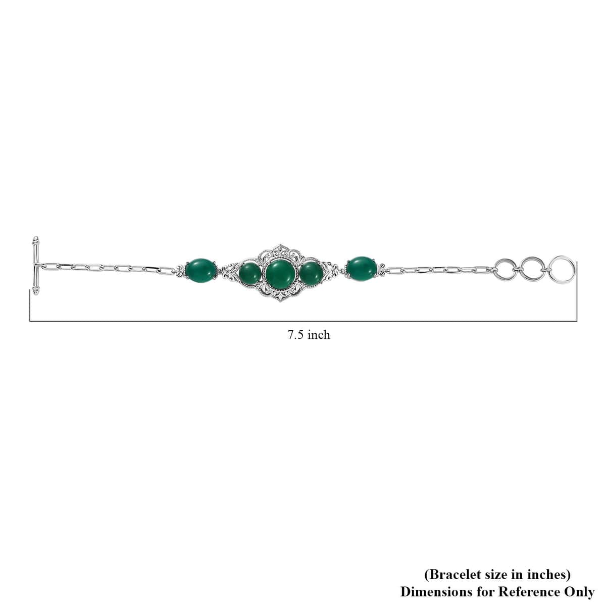 Karis Green Onyx Toggle Clasp 16.65 ctw Bracelet in Platinum Bond and Stainless Steel (6.50 In) image number 4