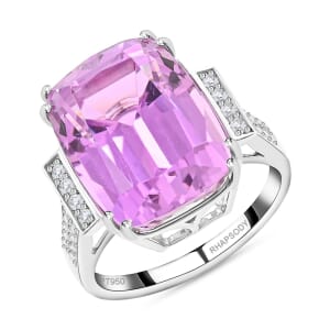 Certified and Appraised Rhapsody 950 Platinum AAAA Patroke Kunzite and E-F VS Diamond Ring (Size 10.0) 7.35 Grams 14.15 ctw