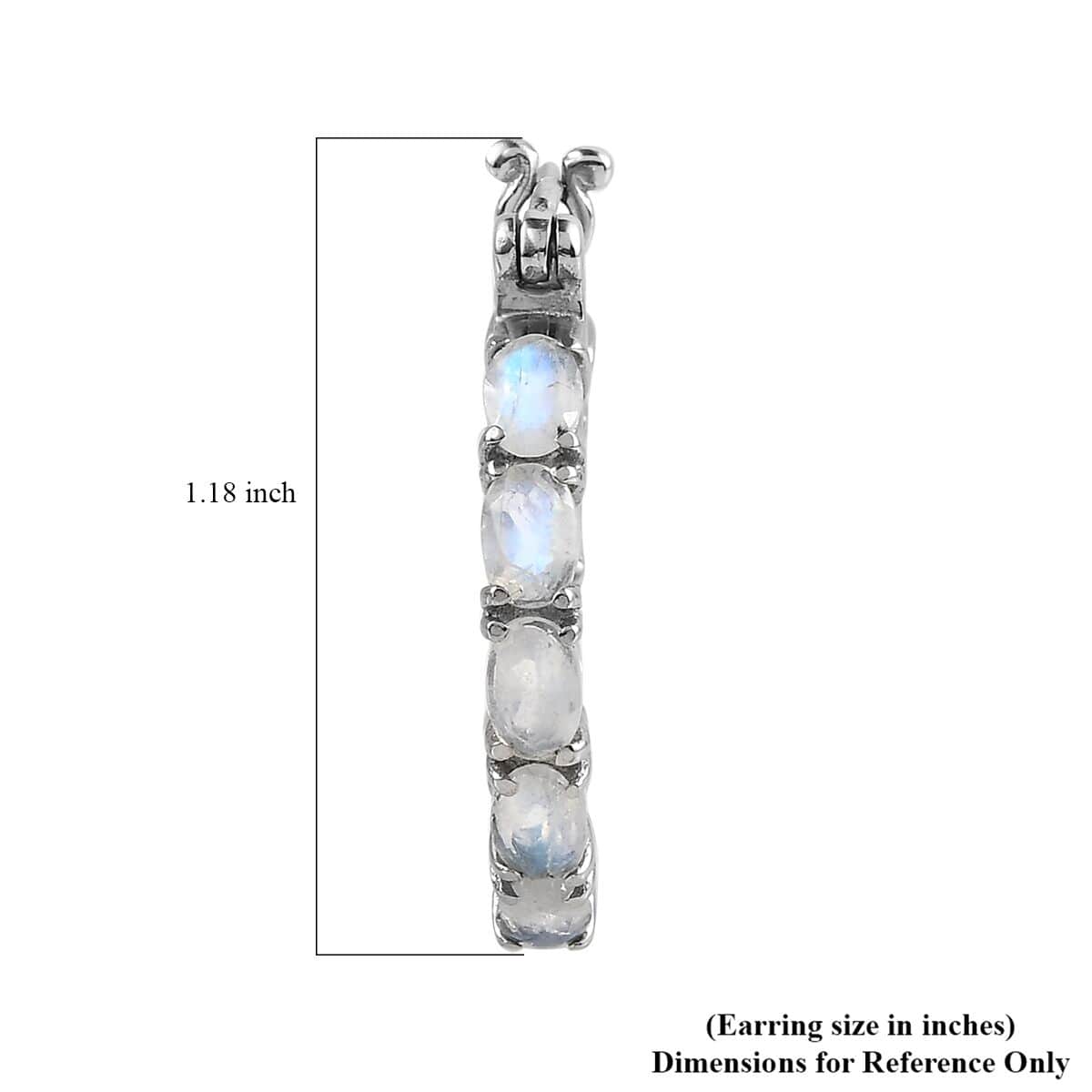 Bargain Deal Rainbow Moonstone Hoop Earrings in Stainless Steel 7.65 ctw image number 5