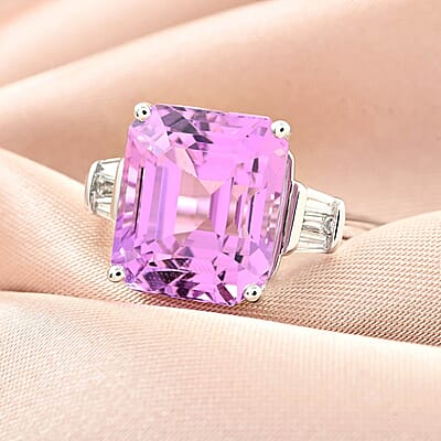 Certified and Appraised Rhapsody AAAA Patroke Kunzite and E-F VS Diamond 9.25 ctw Ring in 950 Platinum (Size 10.0) 5.75 Grams