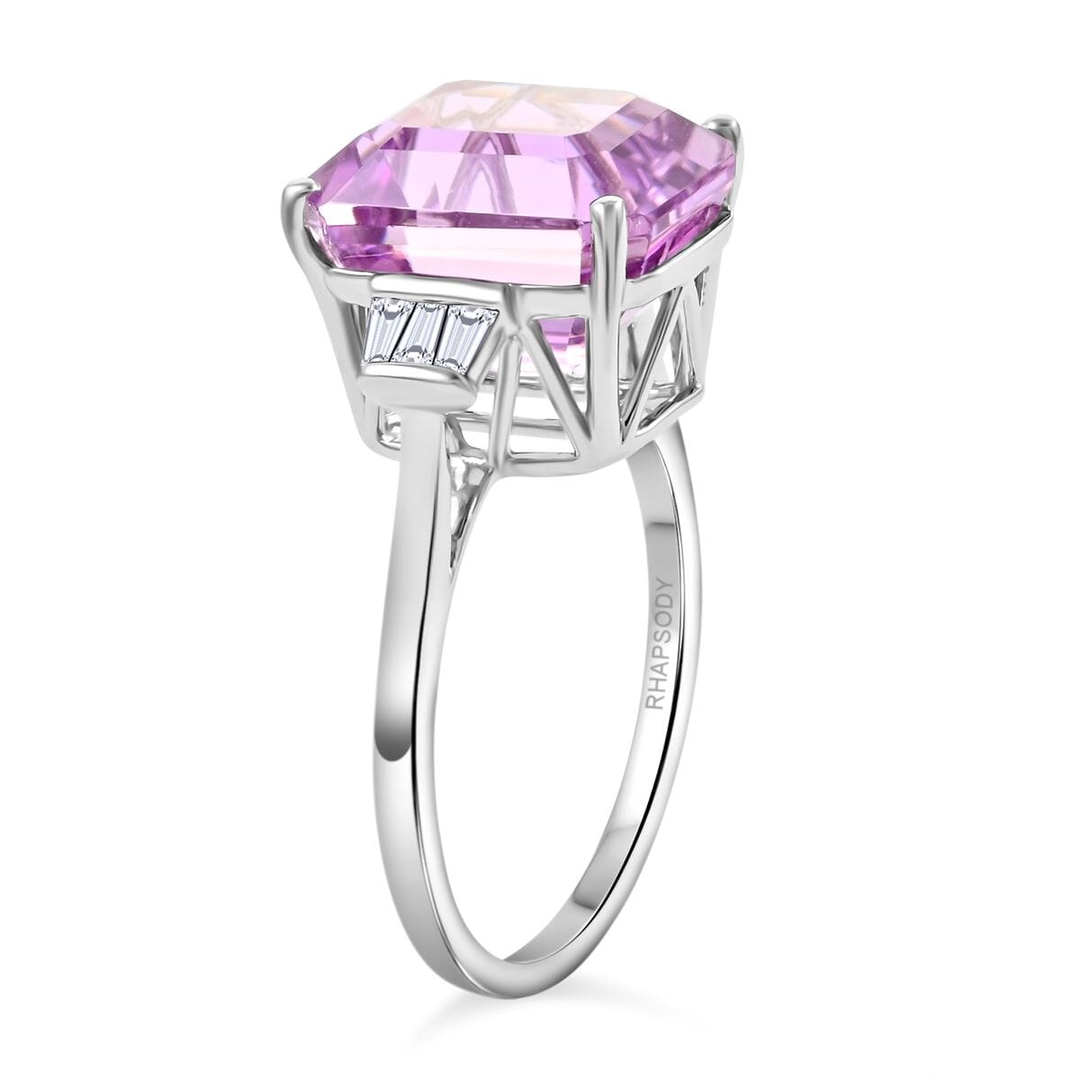 Certified and Appraised Rhapsody AAAA Patroke Kunzite and E-F VS Diamond 9.25 ctw Ring in 950 Platinum (Size 6.0) 5.75 Grams image number 3
